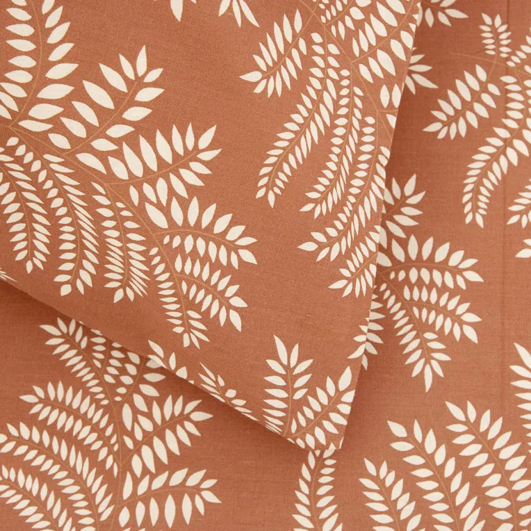 Pościel SEMPE bawełniana brązowa w liście 200x220 cm