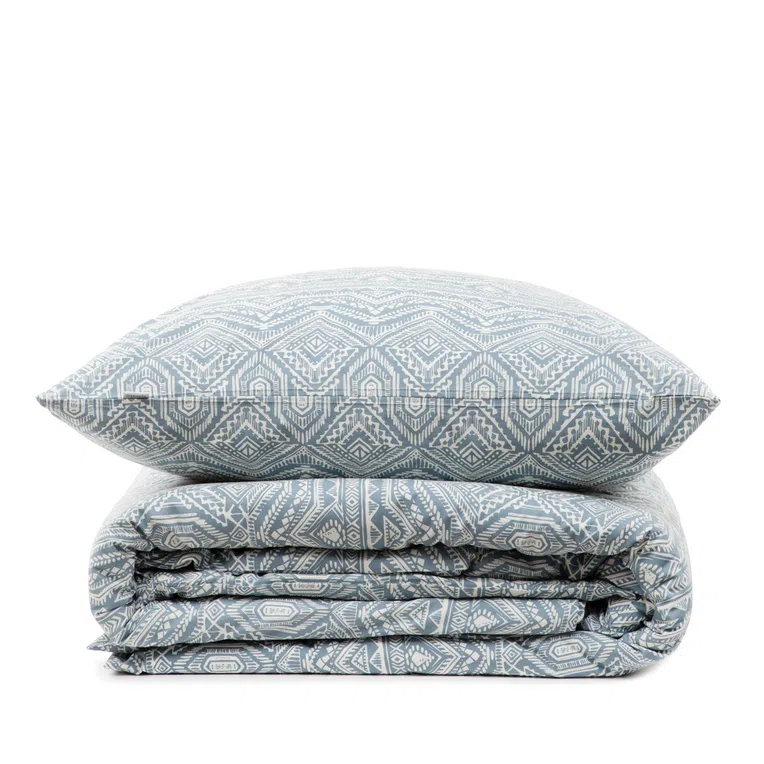 Pościel AZTECA bawełniana niebieska we wzory 200x220 cm