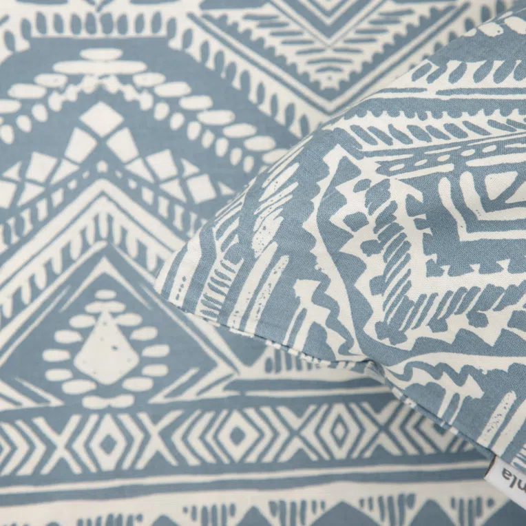 Pościel AZTECA bawełniana niebieska we wzory 200x220 cm