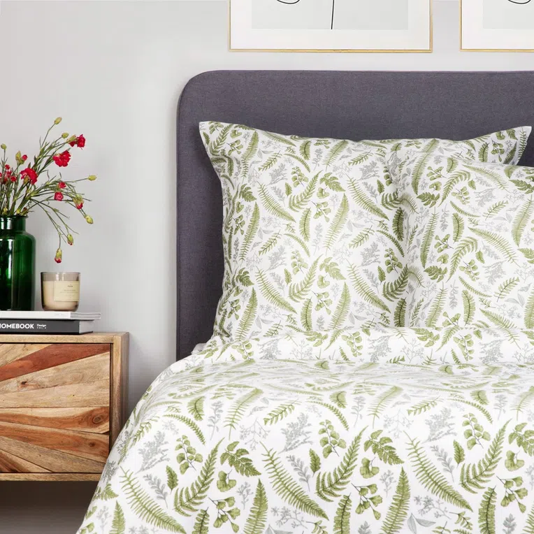 Pościel CLAVIER bawełniana liście paproci 160x200 cm