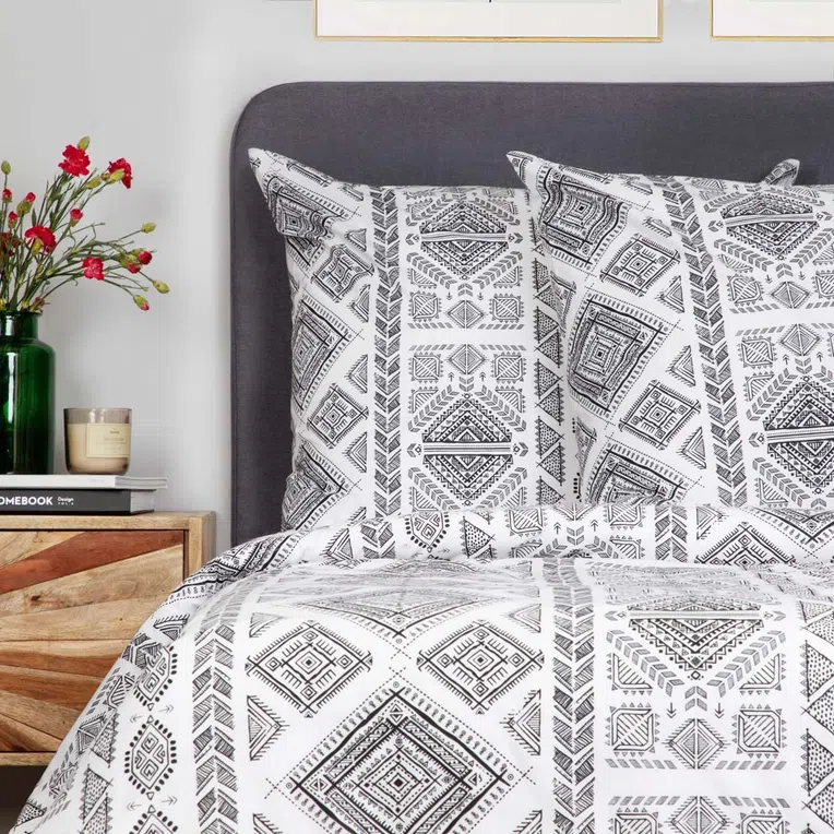 Pościel TROIS bawełniana w czarne wzory 200x220 cm