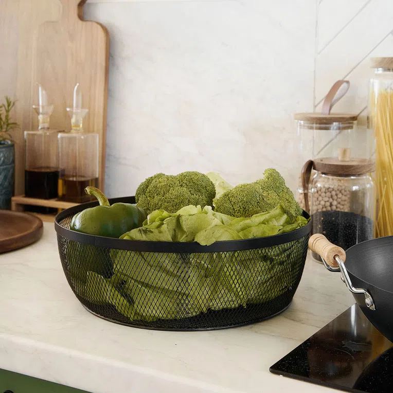 Koszyk GRIDIO okrągły czarny 32 x 10 cm