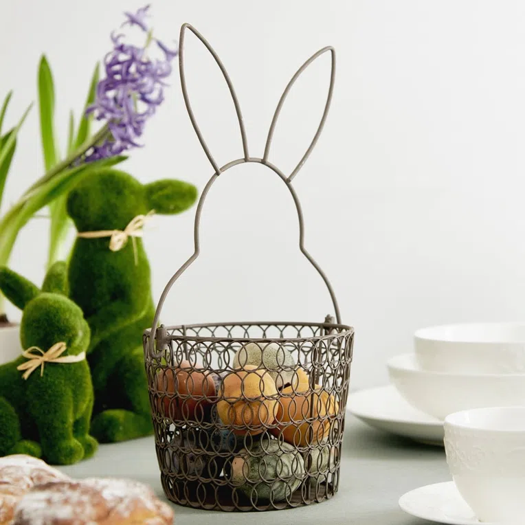 Koszyk wielkanocny HASELE z uszami brązowy 15x15x34 cm