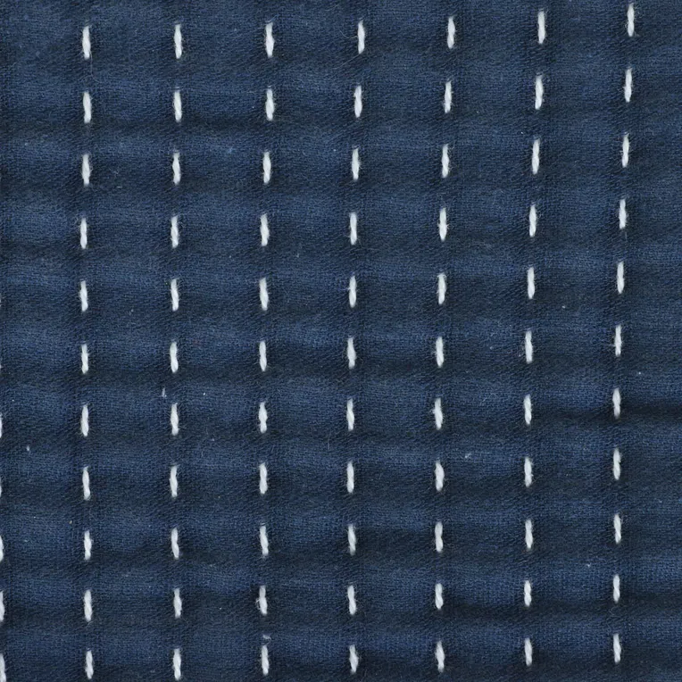 Narzuta SELINA muślinowa z przeszyciami beżowo-niebieska 180x220 cm