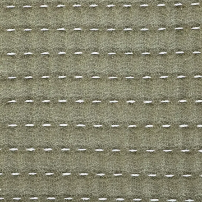 Narzuta SELINA muślinowa z przeszyciami zielono-beżowa 180x220 cm