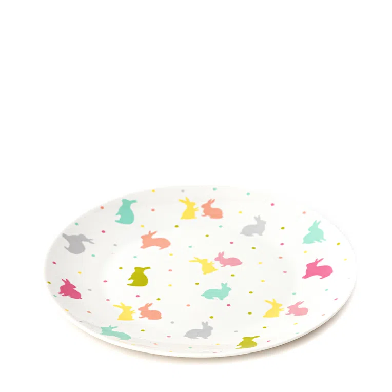 Talerz wielkanocny RABBITO deserowy z kolorowymi zającami 20 cm