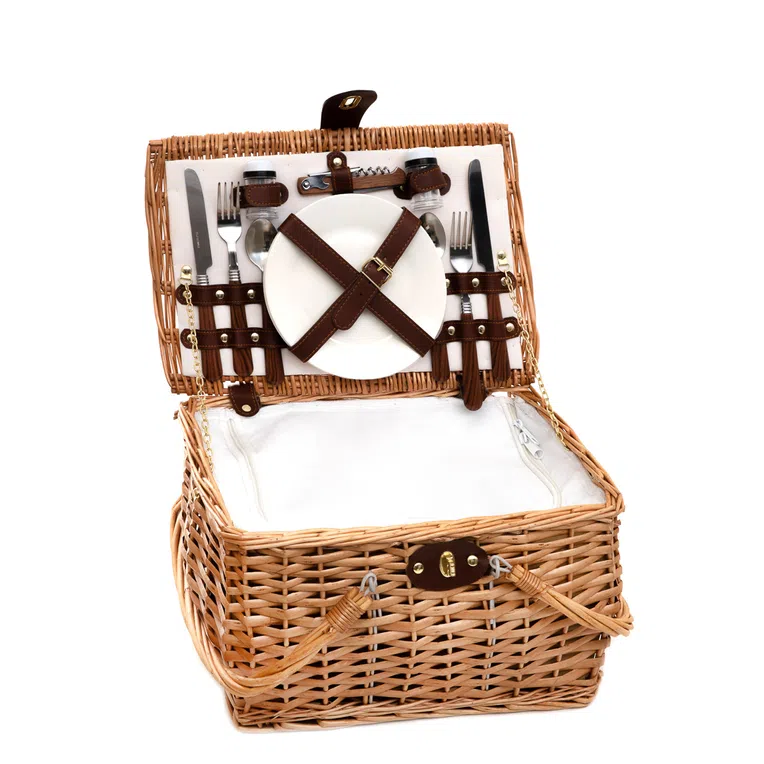 Kosz piknikowy PICNIC dla 2 osób naturalny 38x25x25 cm