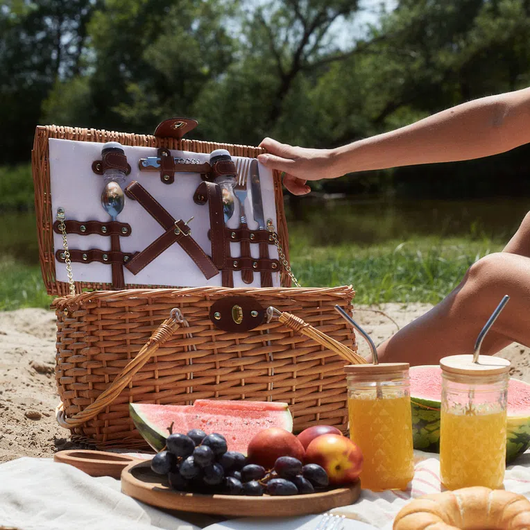 Kosz piknikowy PICNIC dla 2 osób naturalny 38x25x25 cm