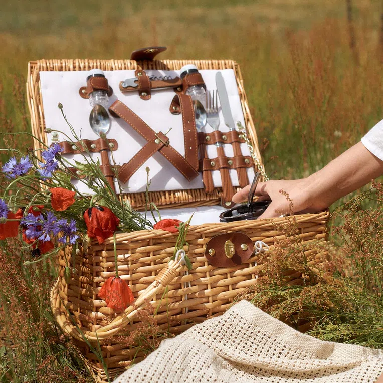 Kosz piknikowy PICNIC dla 2 osób naturalny 38x25x25 cm