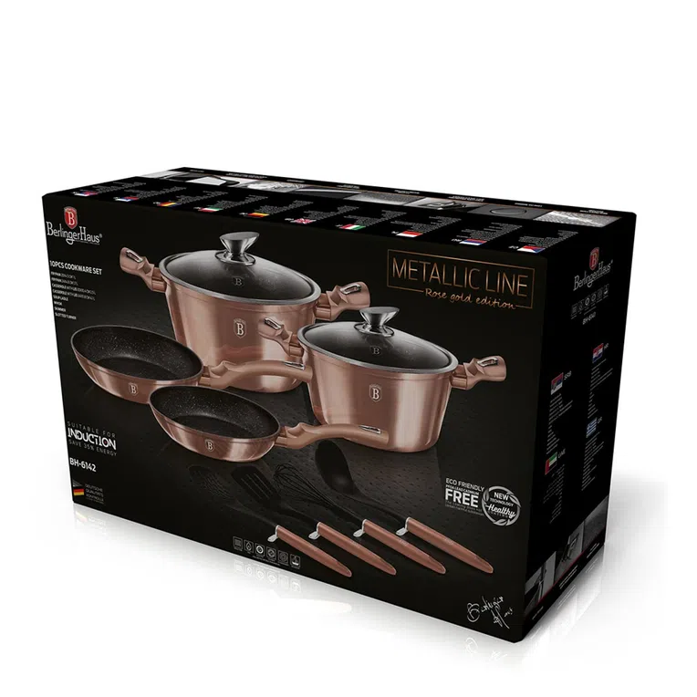 Zestaw naczyń kuchennych ROSE GOLD BH/6142 10 el.