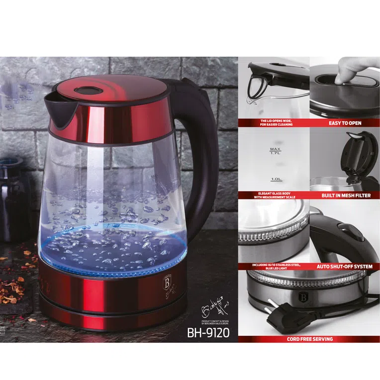 Czajnik elektryczny BURGUNDY BH/9120 szklany 1,7 l