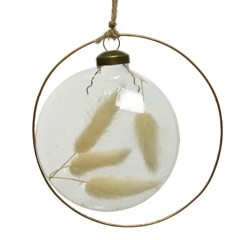 Dekoracja PHOENIX wisząca z suszonymi kwiatami w środku 13,5cm