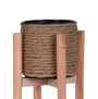 Donica ENDO z drewnianą podstawką 23 cm