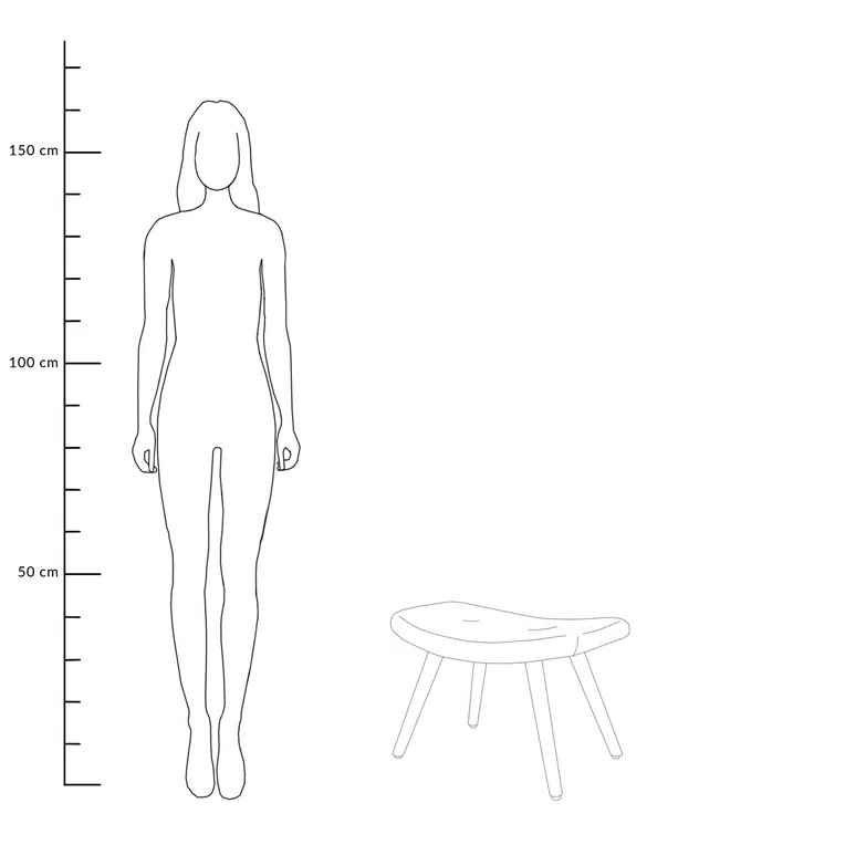 Podnóżek MOSS welurowy szary 61x41x38 cm