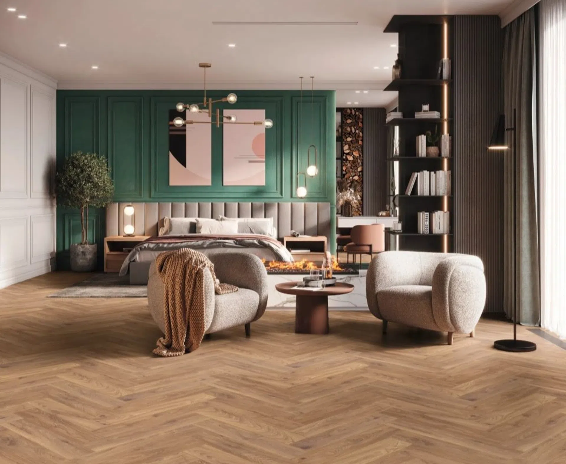 panele podłogowe jodełka kronospan dąb firebrand herringbone k450 ac5 8mm 4v-fuga