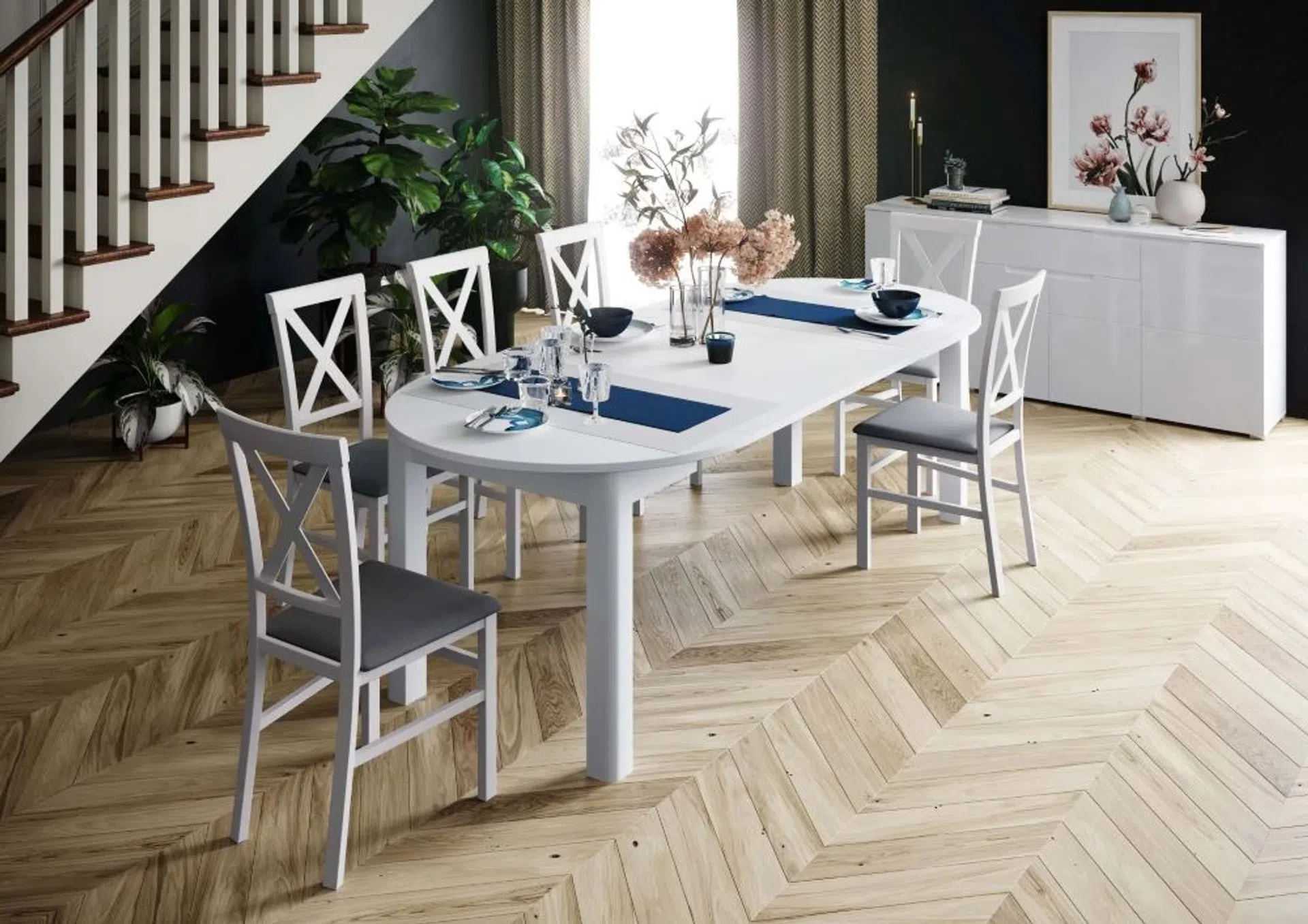 stół rozkładany indus 105(240)x105 biały mat