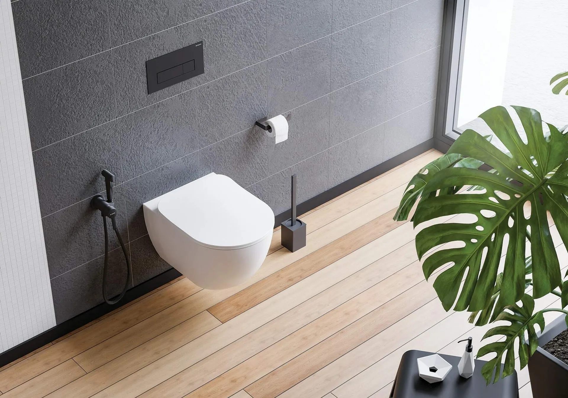 Zestaw Podtynkowy Deante Miska WC z deską Peonia stelaż z przyciskiem nero CDEN6ZPW