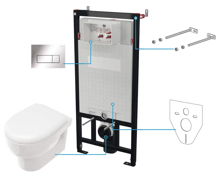 Zestaw Podtynkowy Deante Miska WC z deską Avis Stelaż z przyciskiem chrom CDAS6ZPW