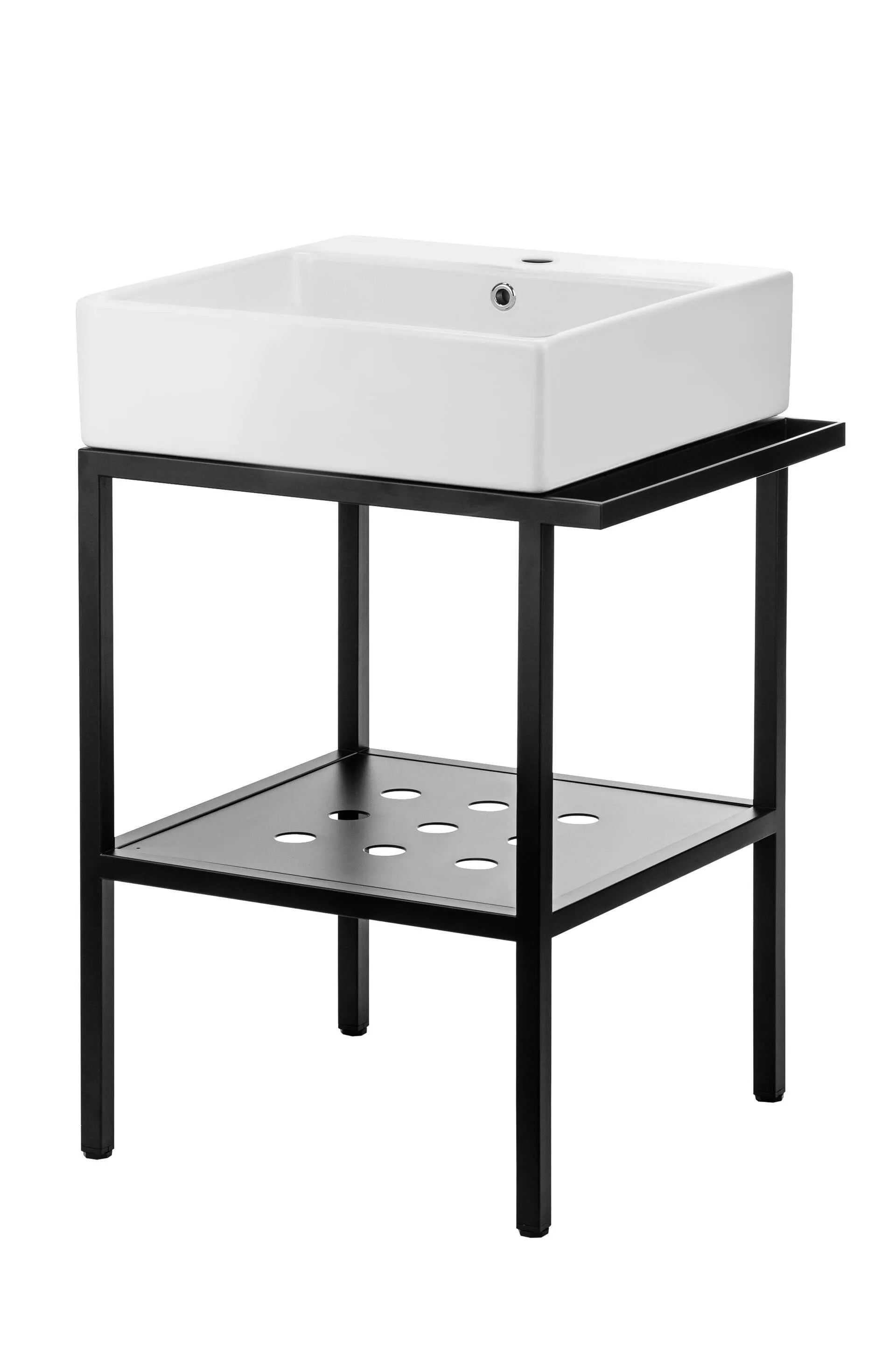 Zestaw konsola łazienkowa z umywalką Deante Temisto 66,5x50 cm nero CDTS6U6S