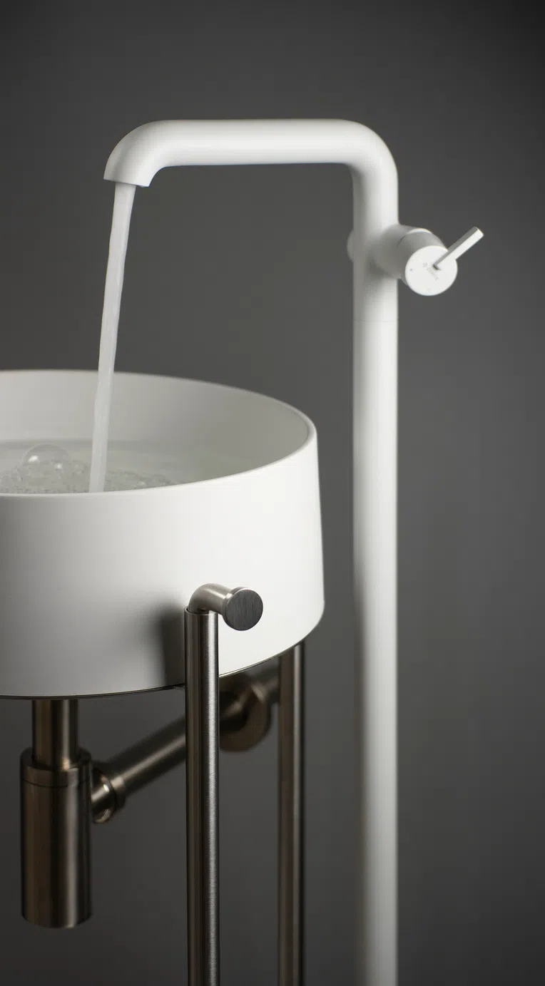 Umywalka nablatowa Deante Silia 36 cm okrągła alabaster CQS_AU4S