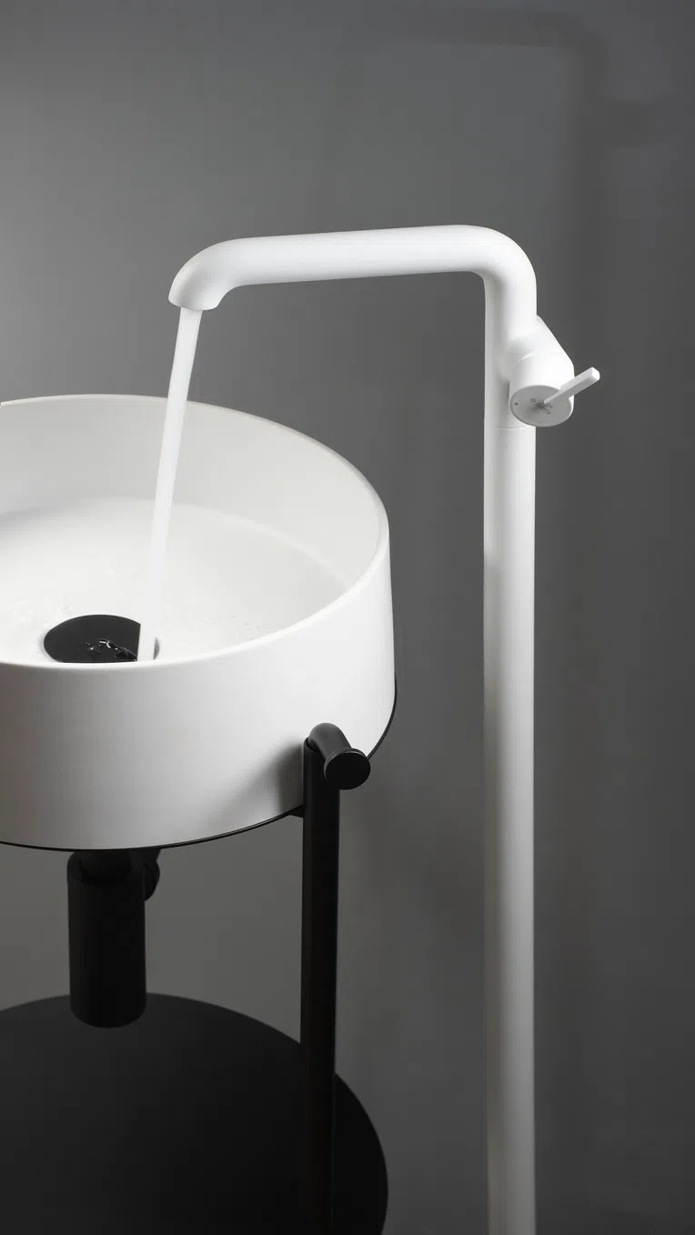 Umywalka nablatowa Deante Silia 36 cm okrągła alabaster CQS_AU4S