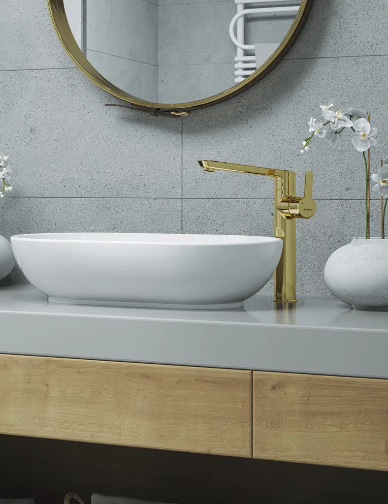 Bateria umywalkowa nablatowa Deante Arnika złoty połysk BQA_Z20K