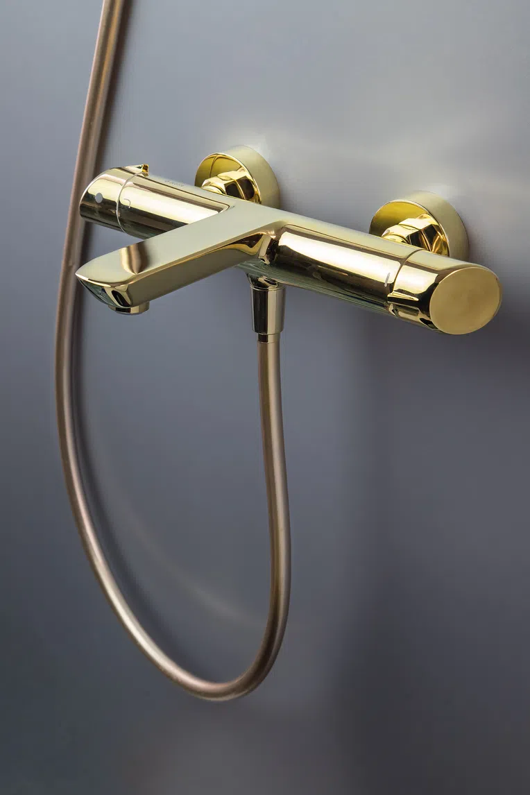 Bateria wannowa ścienna Deante Arnika złoty połysk BQA_Z10M