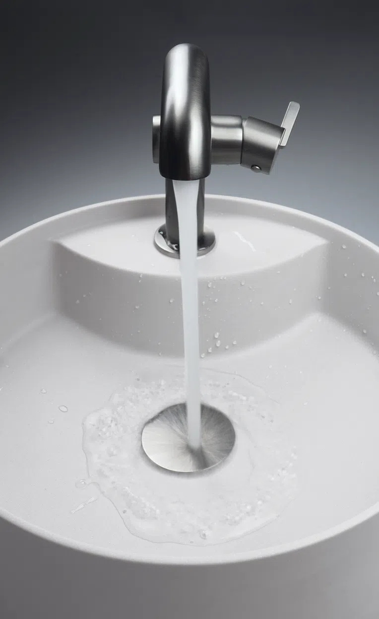 Umywalka nablatowa Deante Silia 36 cm okrągła alabaster CQS_AU4B