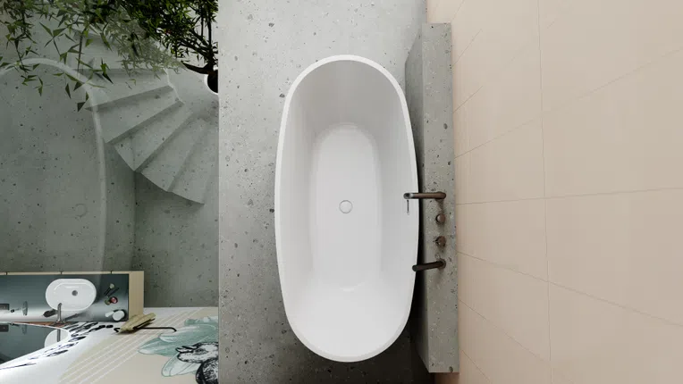 Wanna wolnostojąca Deante Alpinia 150x72 cm owalna biały połysk syfon chrom KDU_015W