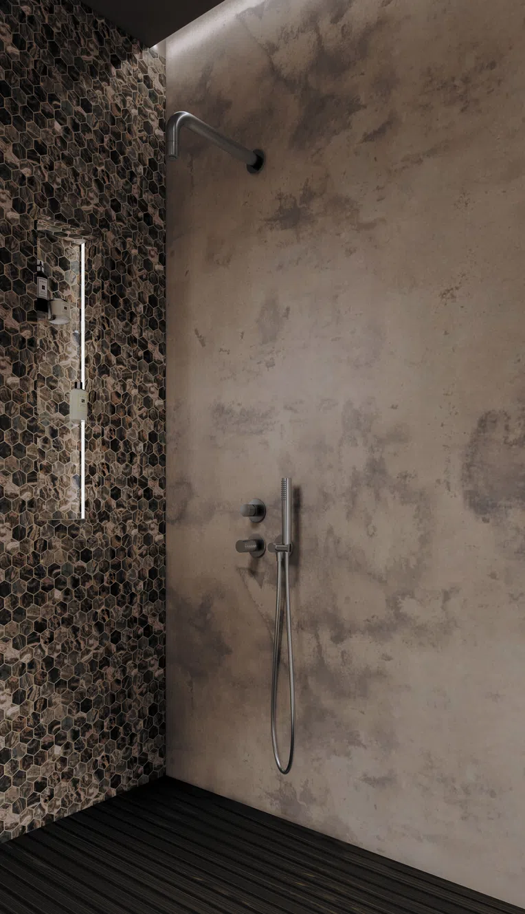 Zestaw prysznicowy podtynkowy Deante Silia Hexa stal szczotkowana NHS_F9XK