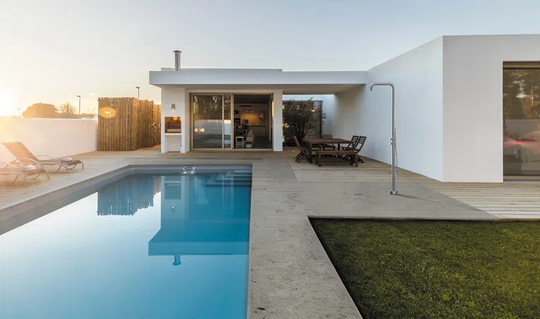 Kolumna prysznicowa wolnostojąca do ogrodu lub łazienki Deante Silia stal szczotkowana NQS_F4GM