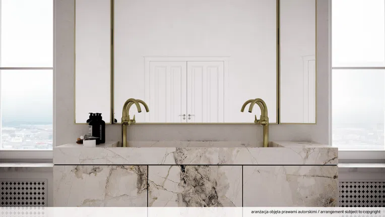 Bateria umywalkowa nablatowa Deante Temisto mosiądz szczotkowany BQT_M20K