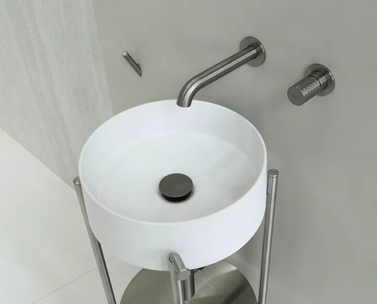 Bateria umywalkowa podtynkowa Deante Silia Hexa stal szczotkowana BHS_F54L