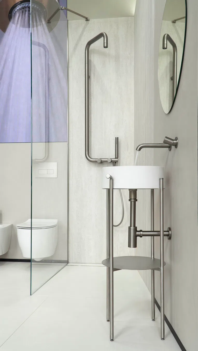 Bateria umywalkowa podtynkowa Deante Silia Hexa stal szczotkowana BHS_F54L