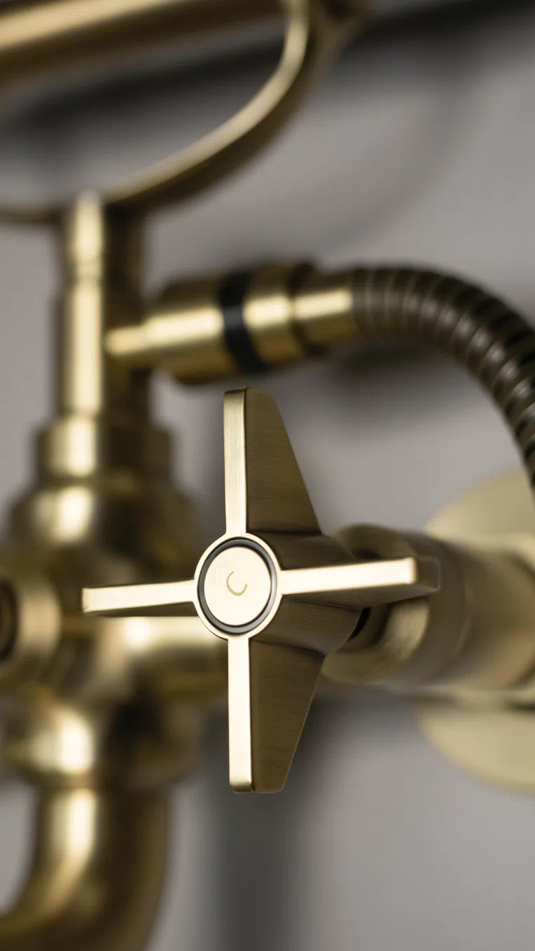 Bateria wannowa ścienna Deante Temisto mosiądz szczotkowany BQT_M11D