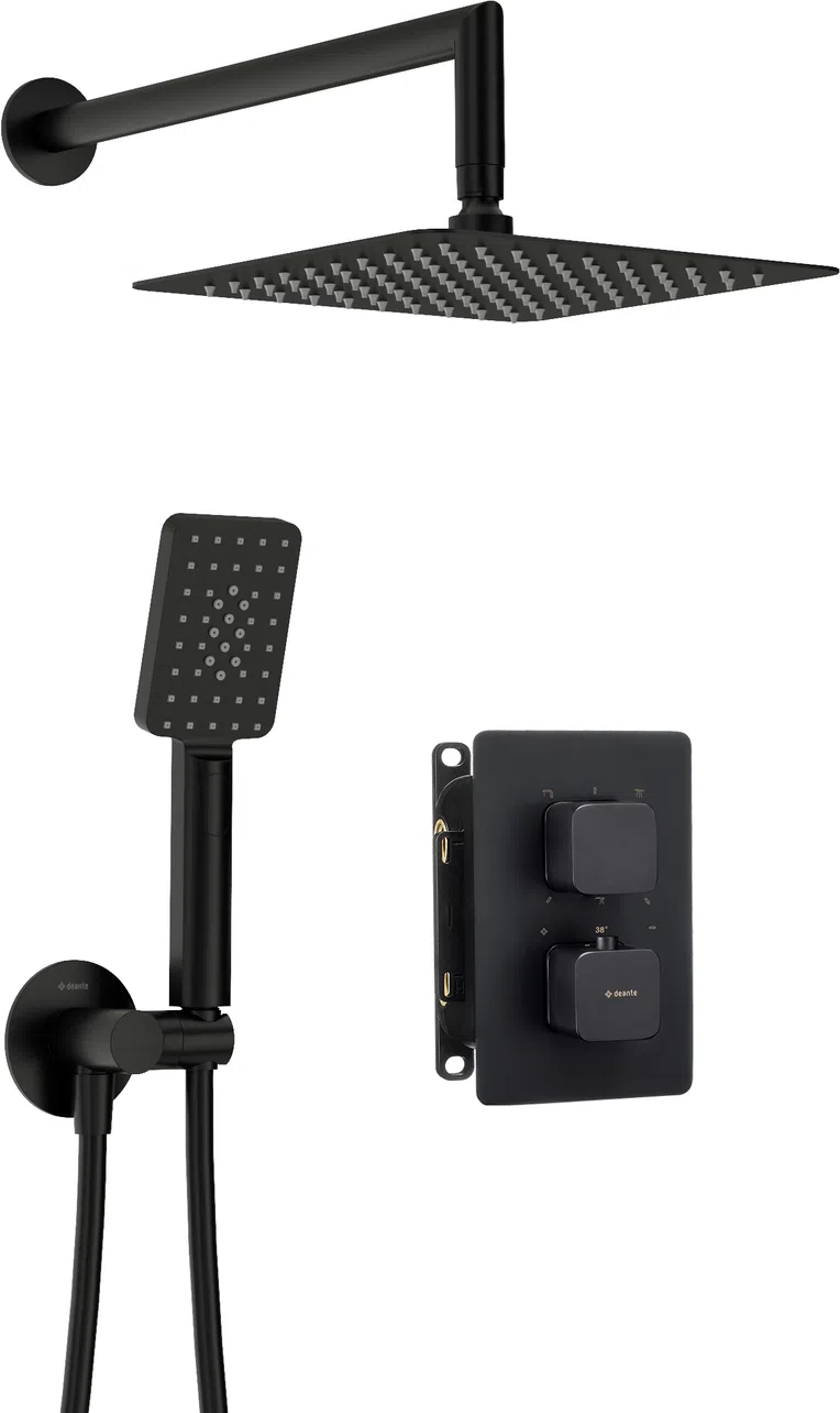 Zestaw prysznicowy podtynkowy termostatyczny Deante Box nero BXYZNECT