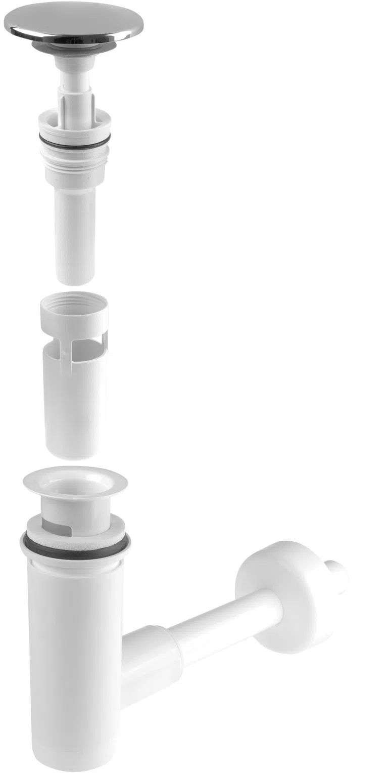 Korek Klik-Klak do umywalki z przelewem czyszczony od góry z syfonem Deante chrom NHC_010C