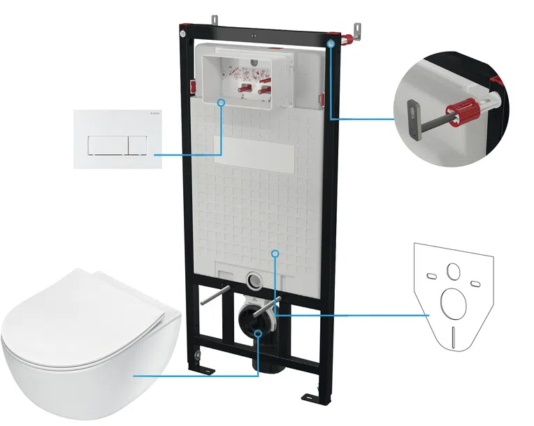 Zestaw Podtynkowy Deante Miska WC z deską Peonia Stelaż z przyciskiem bianco CDEA6ZPW