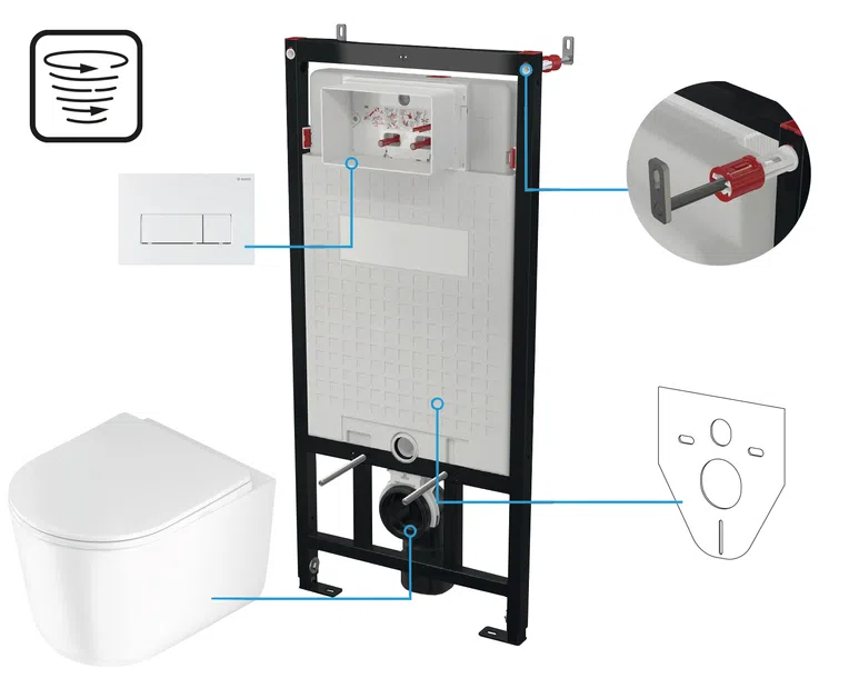 Zestaw Podtynkowy Deante Miska WC z deską Jasmin Stelaż z przyciskiem bianco CDJA6ZPW