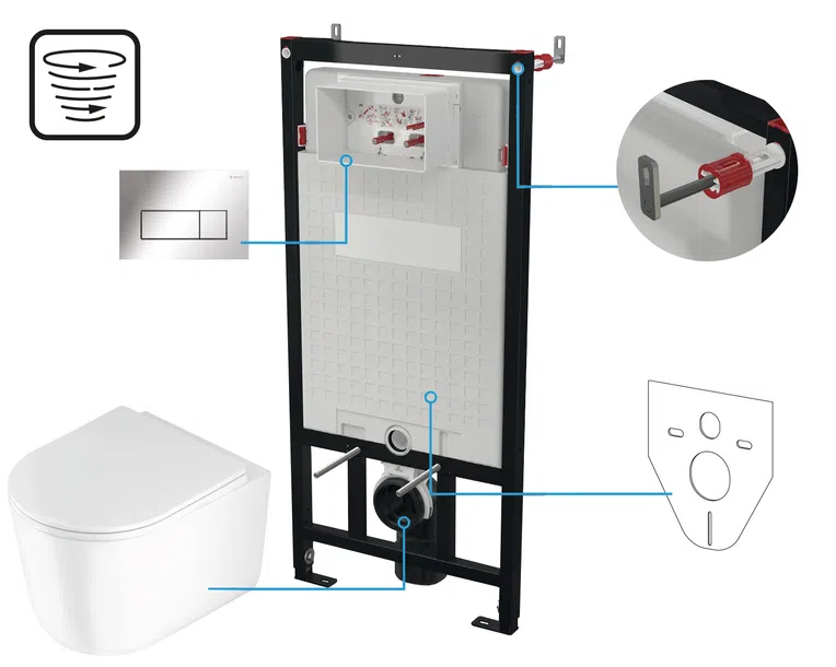 Zestaw Podtynkowy Deante Miska WC z deską Jasmin Stelaż z przyciskiem chrom połysk CDJS6ZPW