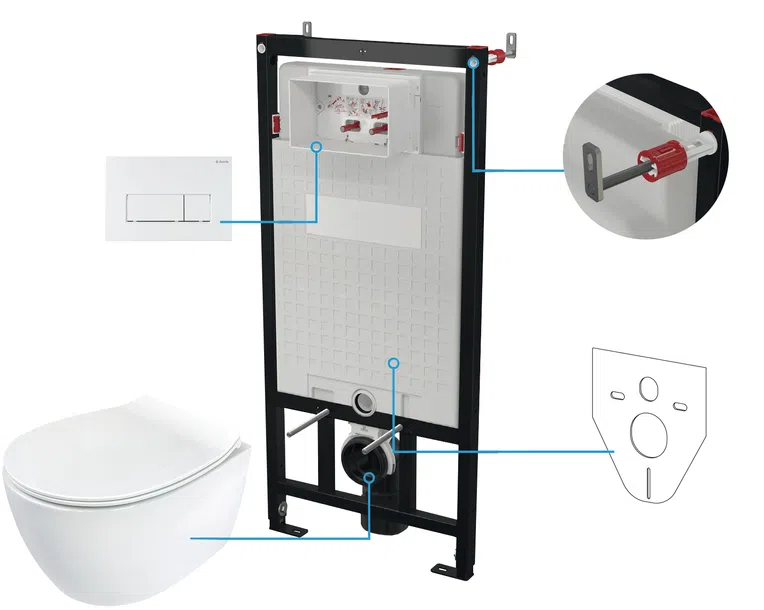 Zestaw Podtynkowy Deante Miska WC z deską Silia Stelaż z przyciskiem bianco CDLA6ZPW