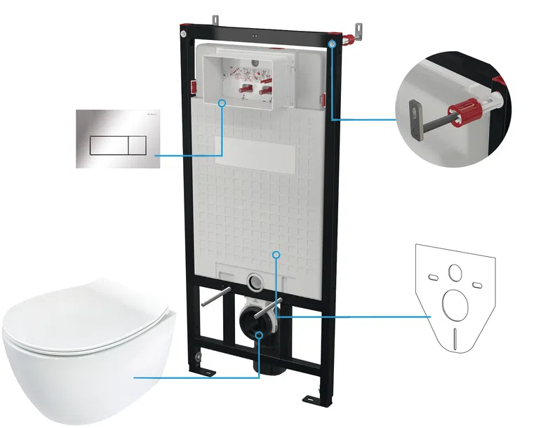 Zestaw Podtynkowy Deante Miska WC z deską Silia Stelaż z przyciskiem chrom CDLS6ZPW