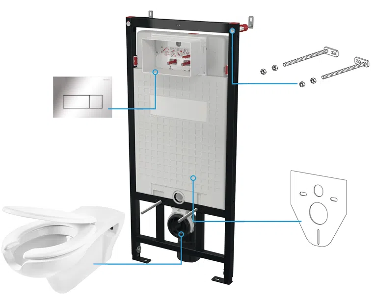 Zestaw Podtynkowy Deante Miska WC z deską Vital Stelaż z przyciskiem chrom CDVS6WPW