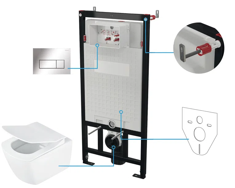 Zestaw Podtynkowy Deante Miska WC z deską Anemon Stelaż z przyciskiem biały CDZS6ZPW