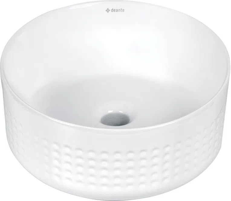 Umywalka nablatowa Deante Silia Hexa 38 cm asymetryczna biały połysk CDX_6U3S