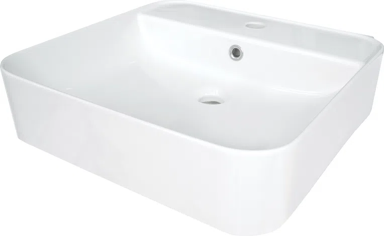 Umywalka nablatowa Deante Hiacynt New 50 cm kwadratowa biały połysk CDY_6U5W