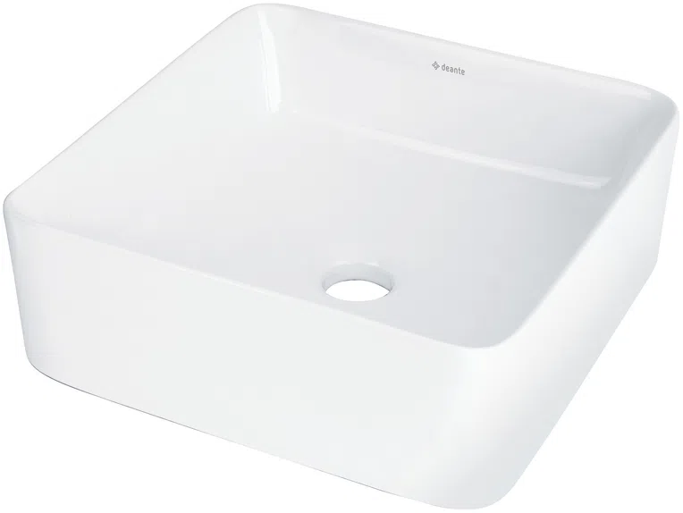 Umywalka nablatowa Deante Jasmin 35 cm kwadratowa biały połysk CDJ_6U3S