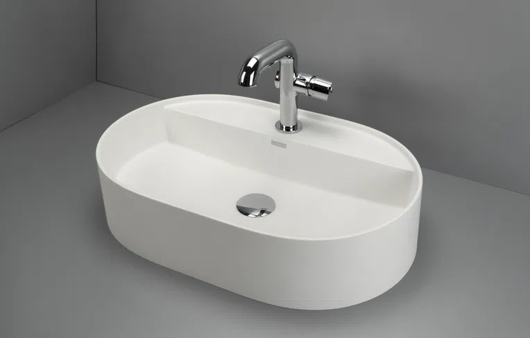 Umywalka nablatowa Deante Silia 35x55 cm owalna alabaster CQS_AU6B