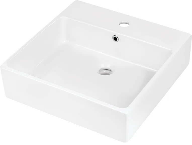 Umywalka nablatowa Deante Temisto 50 cm kwadratowa biały połysk CDT_6U5S