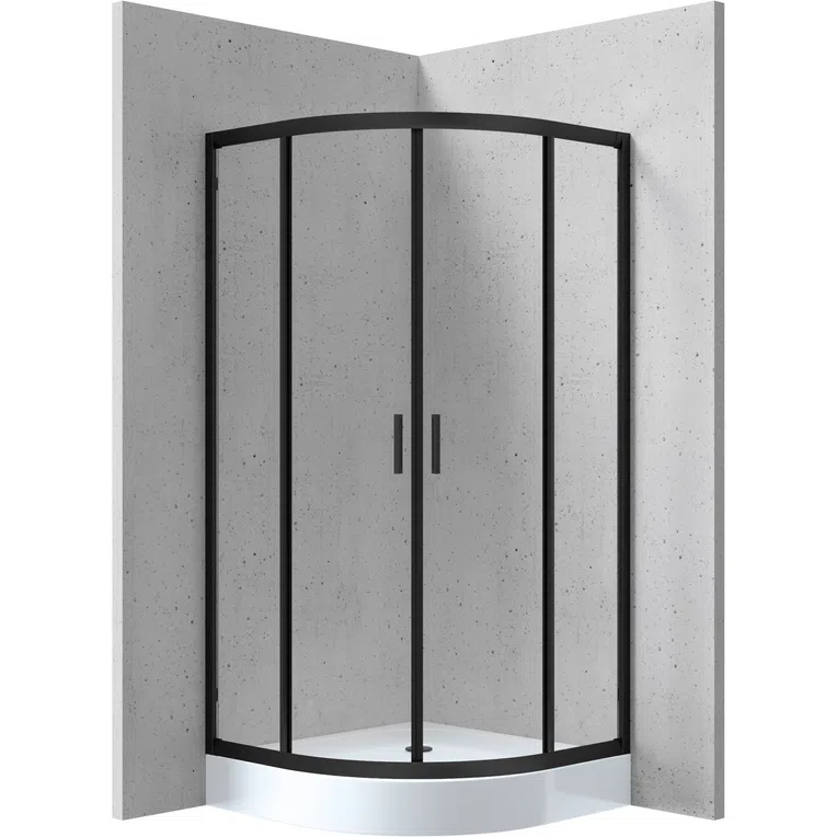 Kabina prysznicowa Deante Funkia 80x80x185 półokrągła uniwersalna nero transparentne KYP_N52K